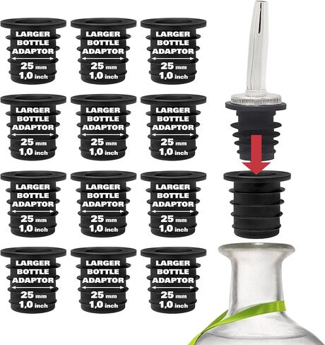 Esatto Liquor Pourer Adapters - 6 Pieces Set, Perfect for Large Olive Oil Bottles and Liquor Bottles - Up to 1 Inch/25mm Neck Converts Any Spout into a Large Pour Spout in Saudi Arabia