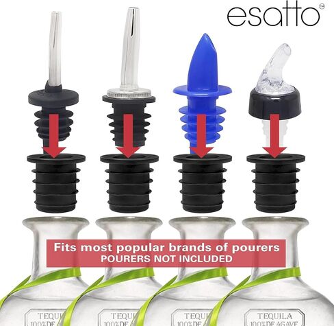 Esatto Liquor Pourer Adapters - 6 Pieces Set, Perfect for Large Olive Oil Bottles and Liquor Bottles - Up to 1 Inch/25mm Neck Converts Any Spout into a Large Pour Spout in Saudi Arabia