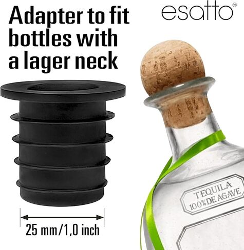 Esatto Liquor Pourer Adapters - 6 Pieces Set, Perfect for Large Olive Oil Bottles and Liquor Bottles - Up to 1 Inch/25mm Neck Converts Any Spout into a Large Pour Spout in Saudi Arabia