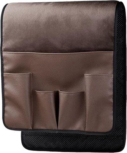 Wanty Velvet Sofa Couch Chair Armrest Soft Caddy Organizer Holder for Remote Control, Cell Phone, Book, Pencil (Brown) in Kuwait