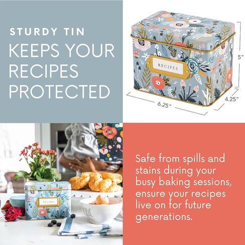 Jot & Mark Recipe Card Complete Gift Box | Decorative Recipe Tin Box (Indigo Floral) in Saudi Arabia