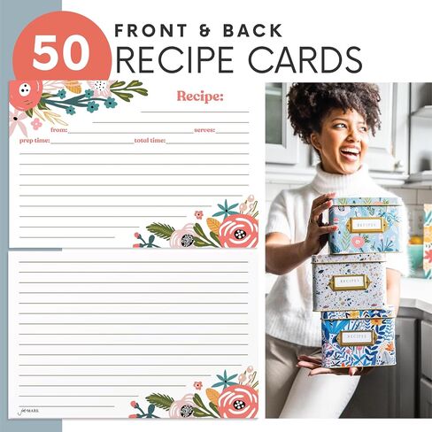 Jot & Mark Recipe Card Complete Gift Box | Decorative Recipe Tin Box (Indigo Floral) in Saudi Arabia