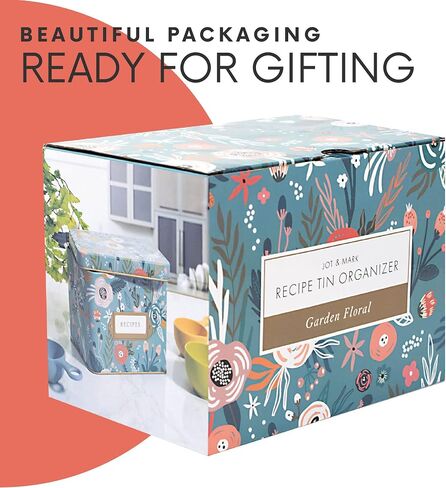 Jot & Mark Recipe Card Complete Gift Box | Decorative Recipe Tin Box (Indigo Floral) in Saudi Arabia