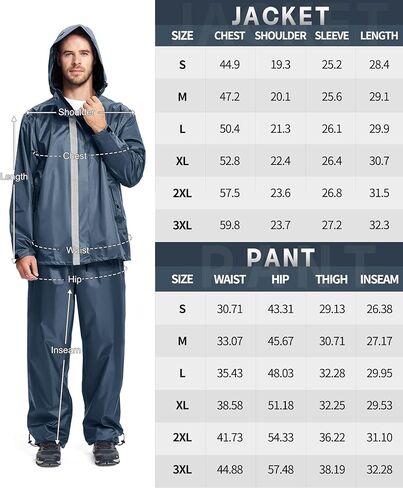 معدات المطر لصيد الأسماك من V VALANCH للرجال، معطف مطر عاكس وسراويل مقاومة للماء in Kuwait