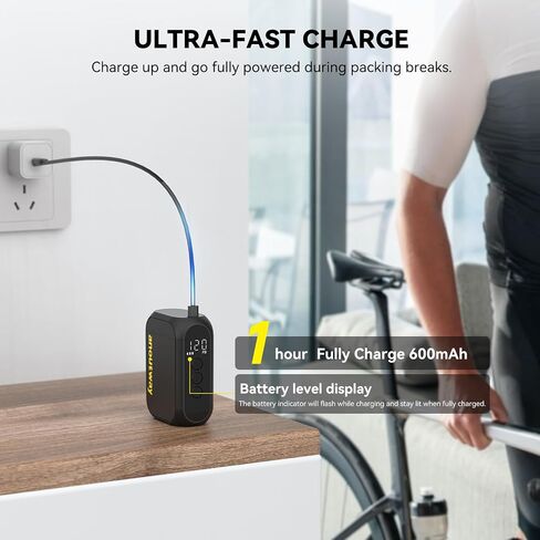 Tiny Pump Bike Pump with Gauge Portable Ultra-Mini 120PSI Electric Bicycle Pump Type-C Rechargeable Battery in Saudi Arabia