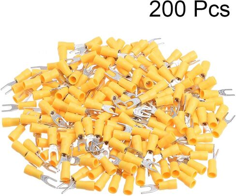 uxcell 200Pcs SV1.25-3.7S Insulated Fork Spade U-Type Wire Connector Electrical Crimp Terminal 22-16AWG Red in Saudi Arabia