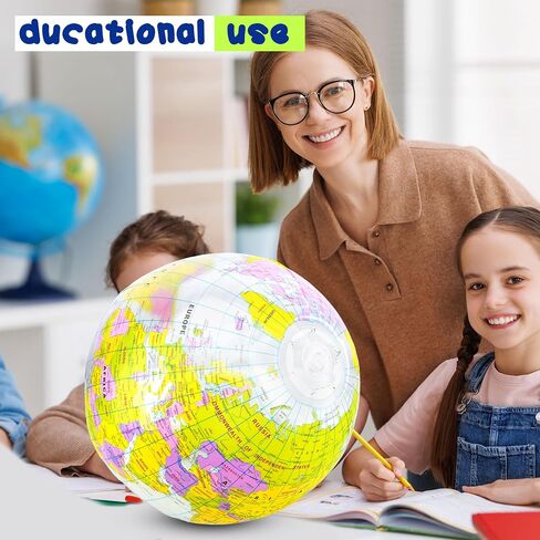 16 inches Inflatable Globe Blow up World Globe PVC Earth Beach Ball Globe Toys for Kids Swimming Pool Game Classroom Playing or Teaching Party Favors Decorations in Kuwait