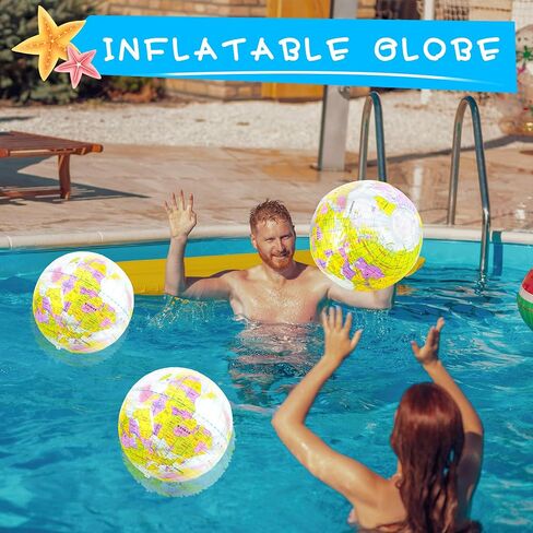 16 inches Inflatable Globe Blow up World Globe PVC Earth Beach Ball Globe Toys for Kids Swimming Pool Game Classroom Playing or Teaching Party Favors Decorations in Kuwait