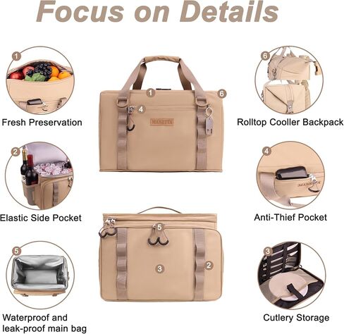 Backpack Cooler, Picnic Basket Backpack for 4 Person, 2 Insulated Leakproof Cooler Compartment Soft Picnic Bag Beach Picnic Basket Family Picnic Backpack for 4 Hiking Picnic Backpack in Saudi Arabia