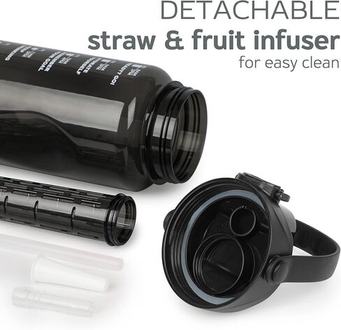 WELTRXE 64oz Water Bottle with Time Marker and Straw, BPA Free Leak Proof Half Gallon Large Motivational Water Bottle with Fruit Infuser Gym Water Jug for Fitness, Camping, Travel and Outdoor Sports in Kuwait