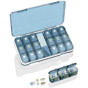 Pill Organizer 3 Times a Day, Travel Pill Box 7 Day, Pill Cases Organizers 7 Day, Daily Pill Organizer 3X a Day, Jasezeo Pill Holder for Purse to Hold Vitamin Supplements