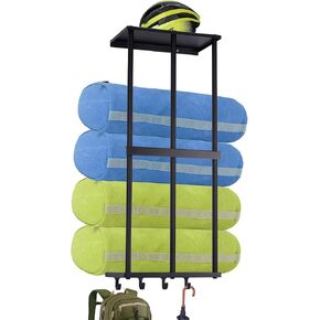 Camping Chair Storage, Camping Chair Organizer for Garage Storage, Metal Camping Chair Wall Storage Holder, Floating Shelf with 4 Hooks for Garage Organization in Kuwait