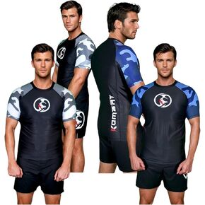 KOMBAT USA Short Sleeve Rash Guard KC Ocean & Snow | MMA, BJJ Comprasion Short Sleeve | Jiu Jitsu, Men’s BJJ, No GI