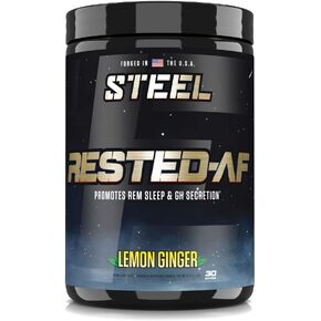 Steel Supplements Rested-AF I Deep Sleep Aid and Muscle Recovery Powder with GABA & Valerian Root Extract | Stress Relief and Cognitive Support | 30 Servings (Lemon Ginger)