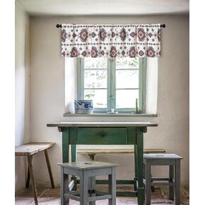 De Leon Collections Sonoma Diamond Southwestern Americana 72" x 16" Semi-Sheer Window Valance Curtain w/Rod Pocket