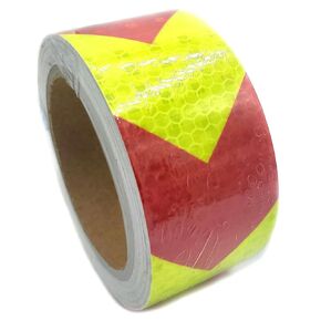 Reflective Tape with Extra Strong Adhesive. High Visibility - Red & Yellow Arrows, Industrial Heavy Duty Marking Tape. Waterproof Reflective Outdoor Safety Tape - 2 in by 30 ft