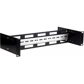 DIN Rail Mounting Bracket for Standard 19 Inch Aluminum Alloy Oxidation Slotted Rack Mount Din Rail Kit Adjustable Depth 48~174mm Weight Capacity 19.84lb(9 KG)