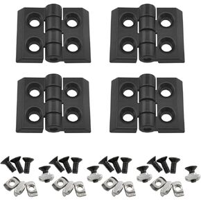 4 Sets Zinc Alloy Hinge Sets Black 2020 Aluminum Extrusion Hinges for 2020 Series 6mm Aluminum Extrusion Profile Slot，with T-Nuts and Hex Screws