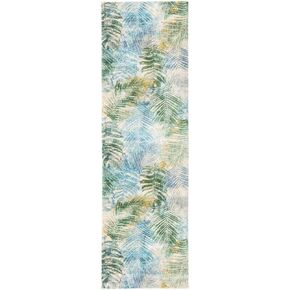 SAFAVIEH Lillian Collection Area Rug - 5'3" x 7'7", Blue & Green, Tropical Boho Design, Non-Shedding & Easy Care, Ideal for High Traffic Areas in Living Room, Bedroom (LLN308M)