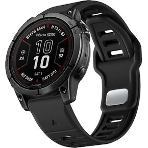 Silicone Sport Bands Designed for Fenix 7/7 Pro/6/6 Pro/5/5 Plus, Forerunner 965/955/945/935/745/Approach S70 47mm/S62/S60/Epix 2/2 Pro 47mm, 22mm Quick Fit Strap Also Fit for Garmin Instinct