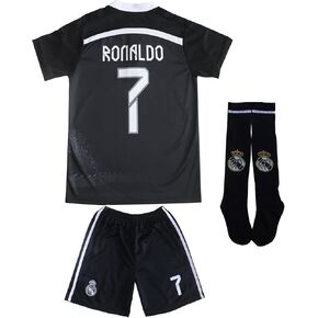 LeenBD No #7 Madrid Black Dragoon Special Edition Kids Soccer Jersey Kit Shorts Socks Set Youth Sizes