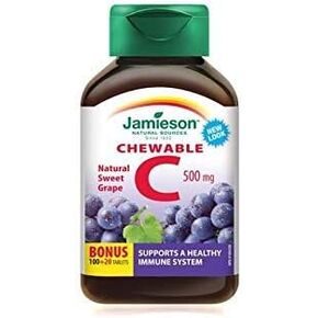Vitamin C Chew 500mg Grape Bonus-100+20 tabs Brand: Jamieson Laboratories