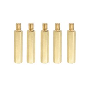 YOKIVE 5 Pcs M6 Standoff Screws, Brass Hex PCB Standoffs, Keep Height Consistent, Great for Motherboard (Gold Tone, 35mm+8mm)