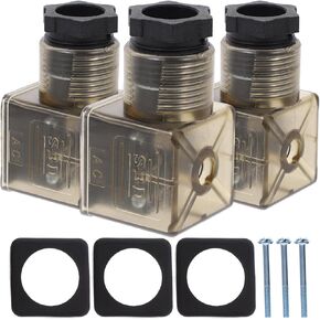 ULTECHNOVO 3pcs 43650a Junction Box Junction Box with Indicator Light Din 43650 Connector Solenoid Valves Connector Solenoid Junction Box Solenoid Valves Coil Plug Solenoid Coil Connector