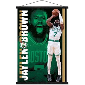 Trends International NBA Boston Celtics - Jaylen Brown 21 Wall Poster, 22.375" x 34", Print and Black Hanger Bundle