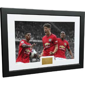 12x8 A4 Signed Marcus Rashford Daniel James Anthony Martial Manchester United Autographed Photo Photograph Picture Frame Football Soccer Poster Gift