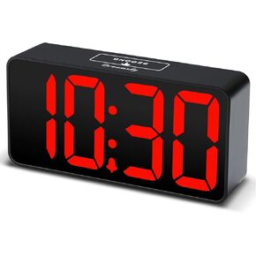 DreamSky Small Digital Alarm Clocks for Bedrooms - Loud Alarm Clock for Heavy Sleepers Adults, RGB Electric Desk Clock for Kids Bedside Nightstand, Large Numbers, Dimmer, Adjustable Volume, USB Port