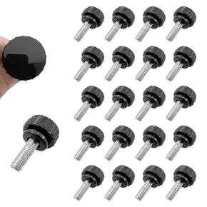 20PCS M4 x 10mm Knurled Thumb Screws Round Black Thumb Screws Carbon Steel Threaded Knurled Thumbscrews TV Mounting Screws Grip Knobs Thumb Screw for Machinery