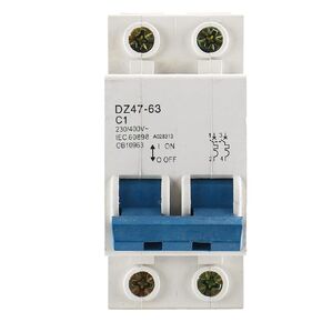 Baomain 2P Miniature Circuit Breaker DZ47-63 Break AC 230V/400V 1Amp 2 Pole DIN Rail Mounting (1 Amp.)