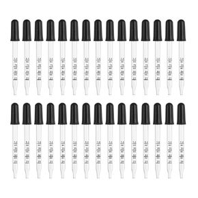 PATIKIL Eye Dropper, 40Pcs 1ml Glass Graduated Straight Tip Pipette Measured Dropper with Rubber Cap for Essential Oils, Lab Experiments, Clear and Black