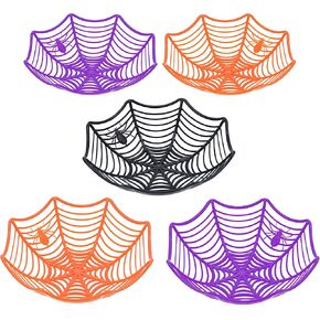 JOYIN 5 Pcs Halloween Candy Bowl Dish Spider Web Halloween Decorations Indoor Decor, Party Supplies Favors Table Desk Haunted House Trick Or Treat Basket Plastic