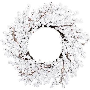 YoleShy 20 Inches Christmas White Berry Wreath, Winter Wreath for Front Door, Farmhouse Winter Berry Christmas Wreaths, Pip Berry on Grapevine Wreath for Holiday Festival Celebration Home Decor