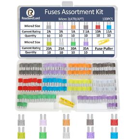 Micro 2 Car Blade Fuses Assortment Kit – 100PCS ATR/APT Blade Fuse Micro 2 ATR/APT Blade Fuse Kit (2A/3A/5A/7.5A/10A/15A/20A/25A/30A/35A) for Car Boat Truck SUV Automotive Replacement Fuses