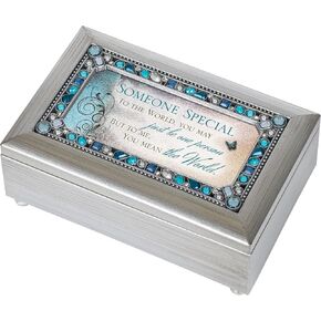 Cottage Garden Someone Special Jeweled Silver Finish Petite Music Box Plays Wind Beneath My Wings