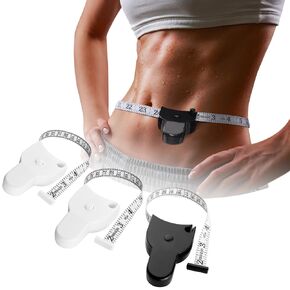 3PCS Tape Measure Body Retractable Soft Dual 60inch/150cm, Lock Pin and Push Button Retract Measure Tape for Wairst, Cloth, Losing Weight, Curve Measurement 2 White & 1 Black