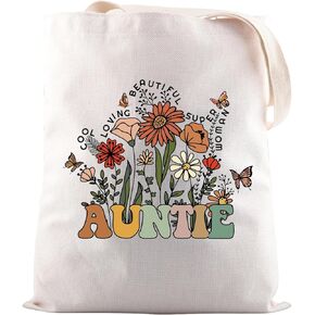 JNIAP Funny Auntie Gifts Floral Auntie Tote Bag New Aunt Gift Cool Aunt Gift
