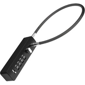 Cable Lock with Combination, Keyless Cable Combination Lock with 12" Steel Cable Rope, Resettable Rope Lock with 4-Digit Password for Bike, Fence, Luggage, Refrigerator, Cabinet, Helmet (1, Black)
