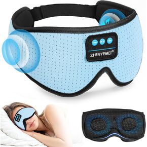 Bluetooth Sleep Headphones White Noise Sleep Mask | 3D Eye Mask for Sleeping | Relaxing Soothing Sounds | 16hrs Playingtime | Light Blocking Eye Mask | Auto - Off Timer | Best for Sleeper(Light Blue)