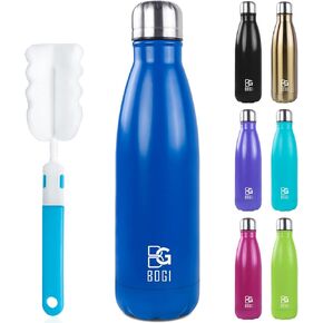 BOGI 17oz Insulated Water Bottle Double Wall Vacuum Stainless Steel Water Bottles, Leak Proof Metal Sports Water Bottle Keeps Drink Hot and Cold - Perfect for Outdoor Sports Camping Biking (Dblue)