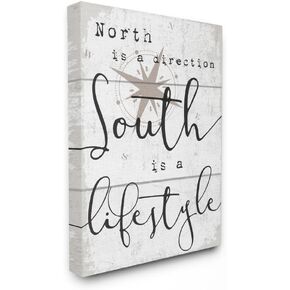 Stupell Industries South is A Lifestyle Compass White Planked Look Black Framed Wall Art, 11 x 14, Multi-Color