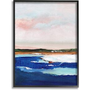Stupell Industries Distant Land Ocean Waves Painting Framed Wall Art, Design by Nikita Jariwala