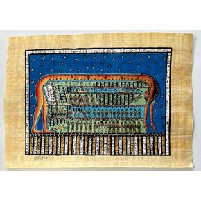 Goddess Nut - Egyptian Decor Papyrus Painting - The Stars Goddess Nut Hand Painted Painting on Finest Papyrus - Hand Made In Egypt - Unframed-Frameable - 13x9 Inches