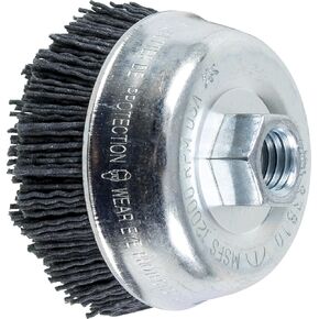 PFERD 83810 M-Brad Abrasive Filament Cup Brush, Silicon Carbide Grain, 3-1/2" Diameter, 5/8-11 Thread, 0.040 Wire Size, 12000 RPM, 120 Grit