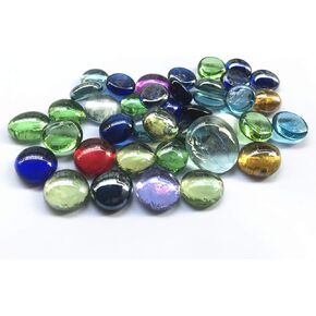 حجر أحجار كريمة زجاجية، 4 رطل (4 رطل) حصى مسطحة من الرخام لحشو المزهرية، ديكور حشو حوض السمك، ديكور الحفلات (حوالي 350 قطعة) (ألوان متنوعة) in Kuwait