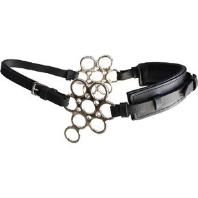 CHALLENGER Horse Leather Flower Shank Padded Noseband Training Hackamore Curb Strap 35H67