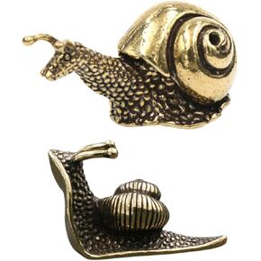 2pcs Snail Ornaments Tabletop Snail Ornament Vintage Style Snail Sculpture Brass Snail Adornment Creative Snail Ornament Brass Craft Decorative Tea Pet Brass Snail Statues